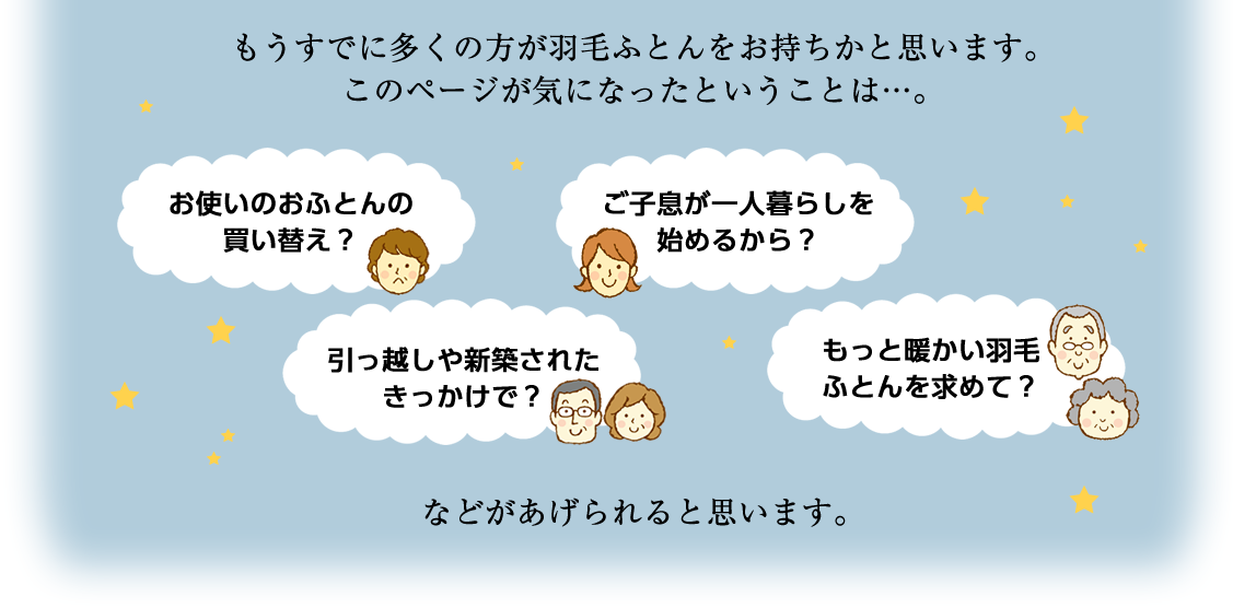 うすでに多くの方が羽毛ふとんをお持ちかと思います