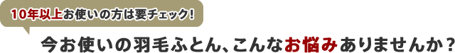 今お使いの羽毛ふとん、こんなお悩みありませんか？