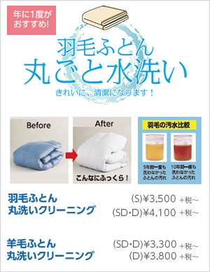 羽毛ふとん丸洗いクリーニング